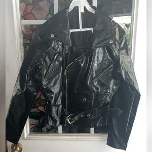 Kids Large Black Jacket Halloween Costume Greaser Unisex Biker Trick or Treat